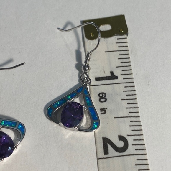 Adeser Jewelry Women’s 925 Silver Dangle Earrings Lab Purple Dangle - Picture 5 of 5